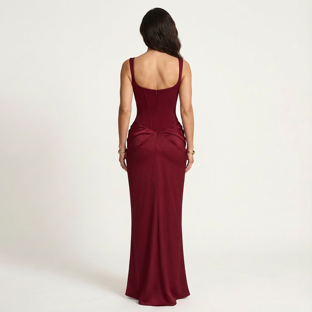 Jane | Square-Neck Satin Maxi Dress