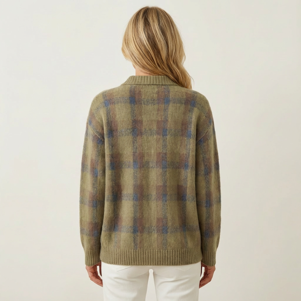 Luana | Soft Modern Check Knit Cardigan