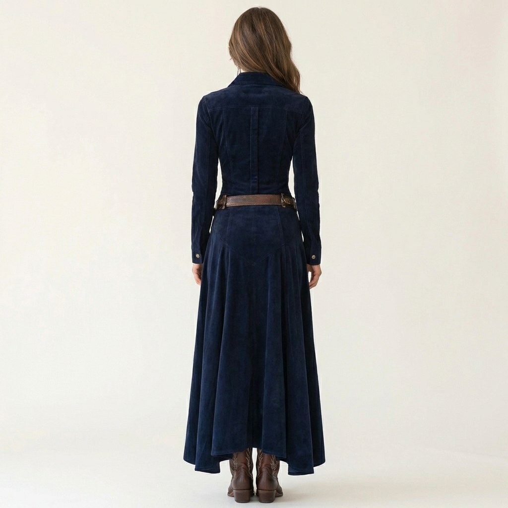 Zora | Luxe Suede-Effect Maxi Dress with Belt