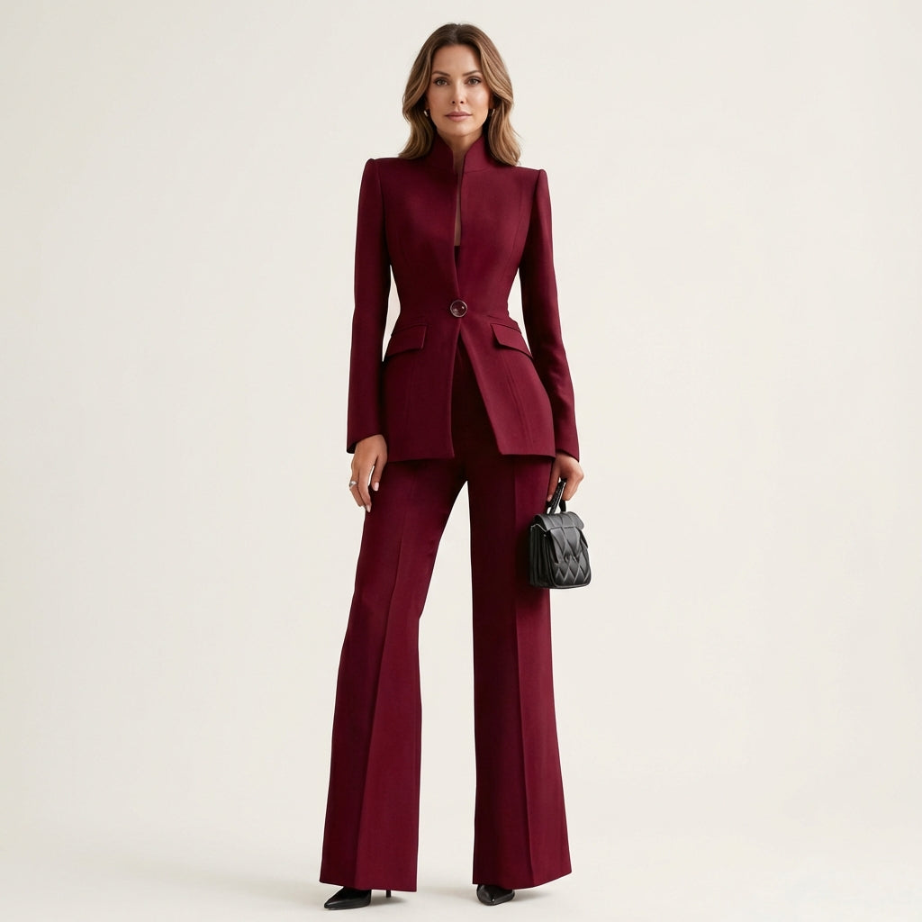 Kelly | High-Collar Blazer & Wide-Leg Trousers Set