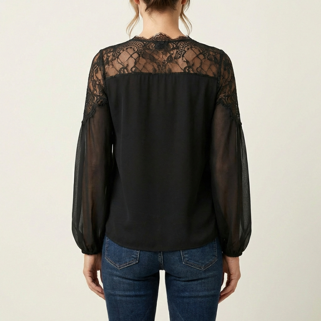 Giana | Lace Patchwork V-Neck Blouse