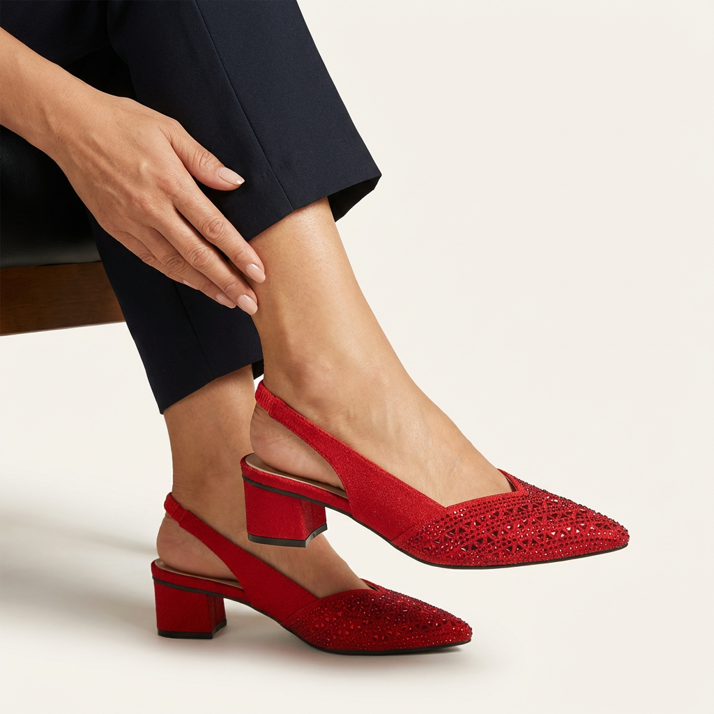 Jasemin | Elegant Rhinestone Slingback Pumps