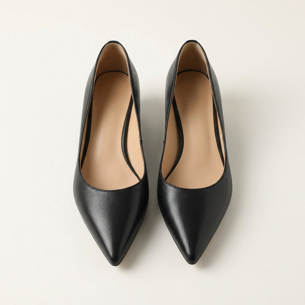 Arla | Genuine Leather Pointed-Toe Flats