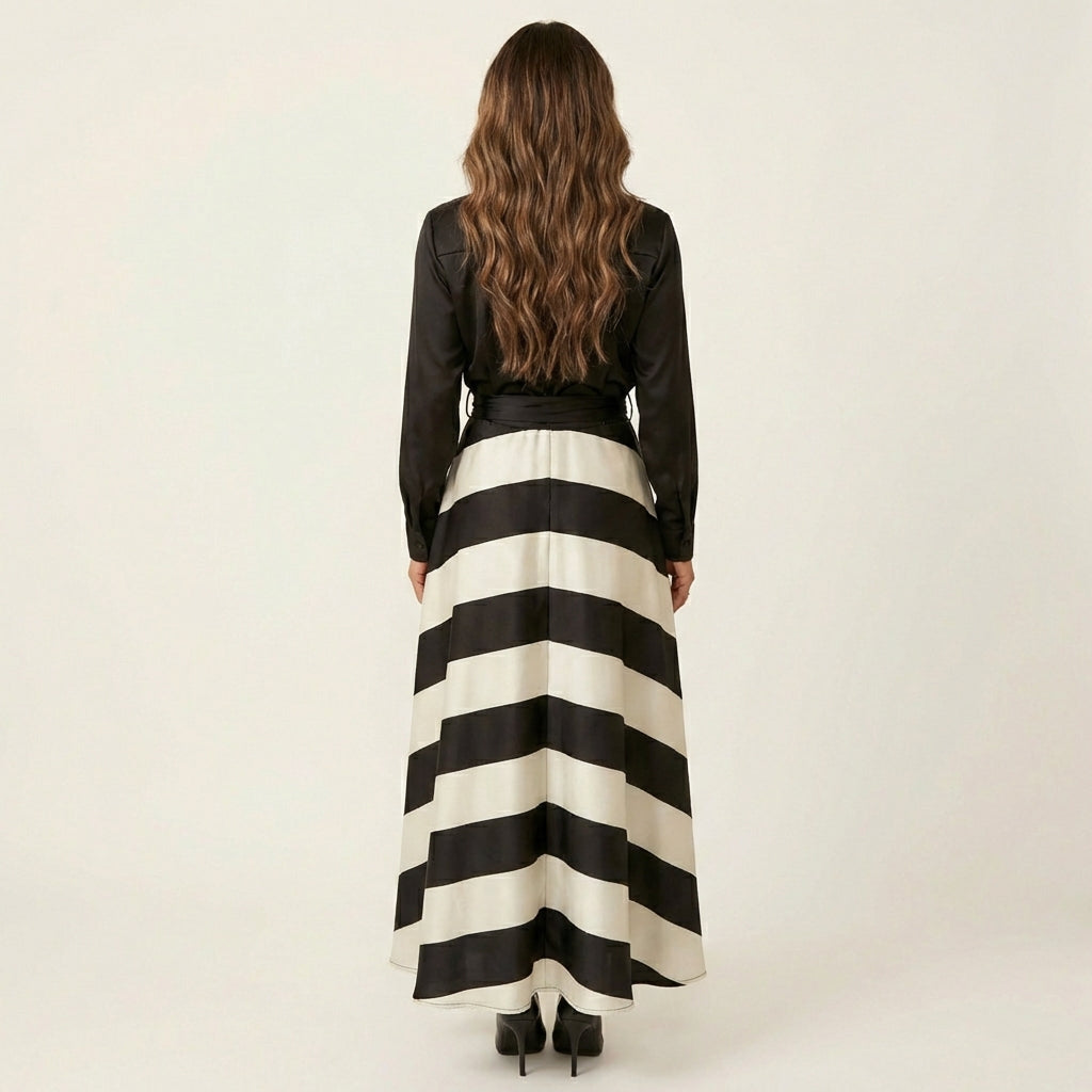 Mayla | Striped Dress with Lace Waist