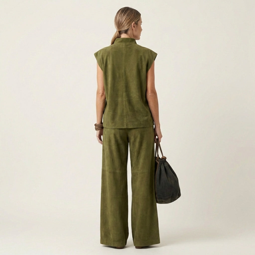 Kerry | Mock Neck Vest & High-Waist Pants Set