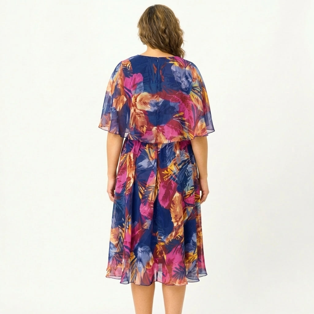 Elaria | Tropical Print Chiffon Dress
