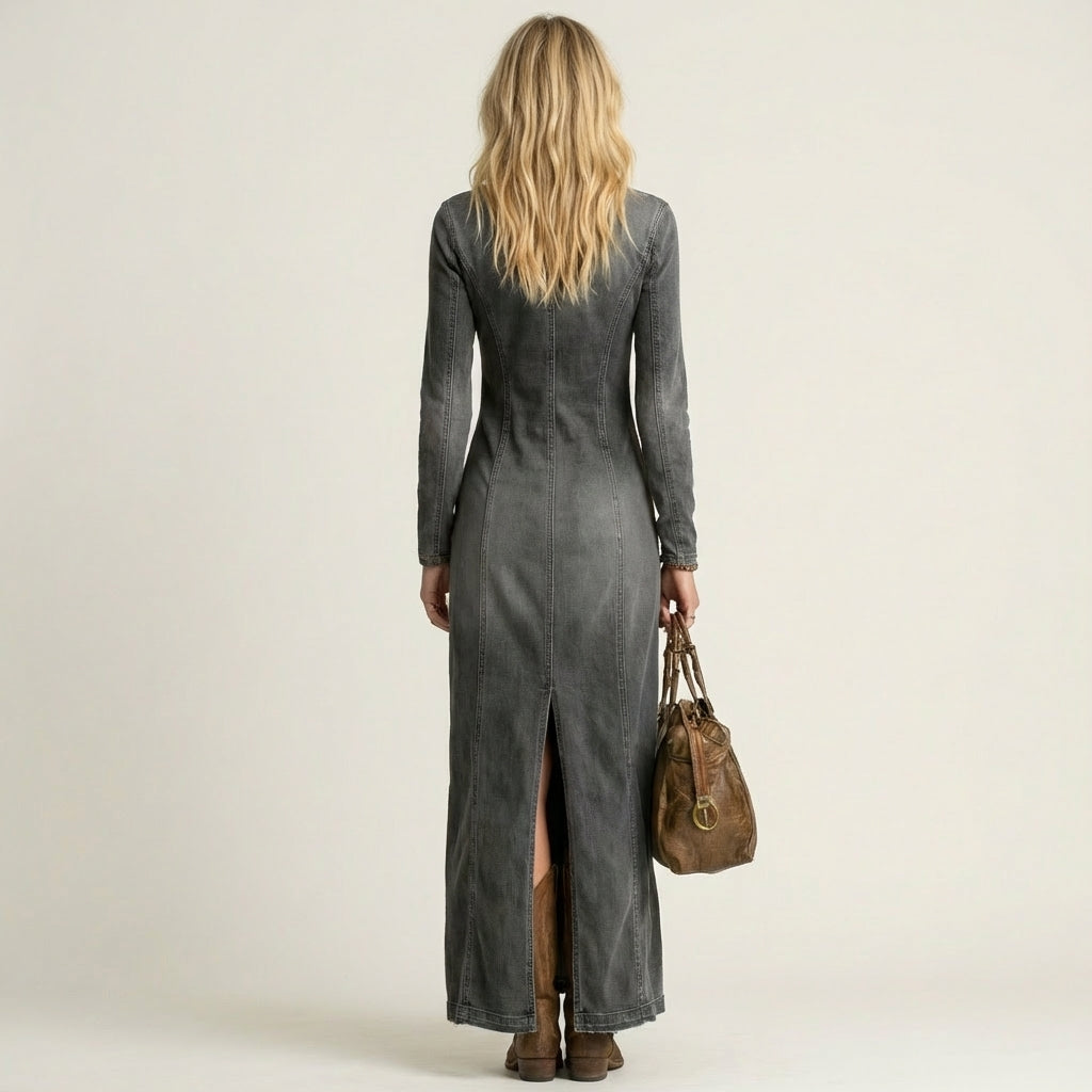 Katya | Denim Maxi Dress
