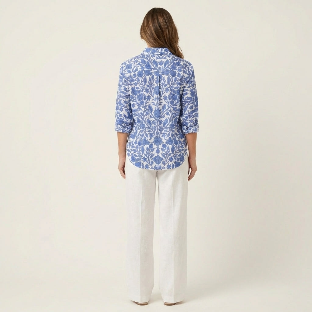 Naoki | Blue Botanical Button-Down