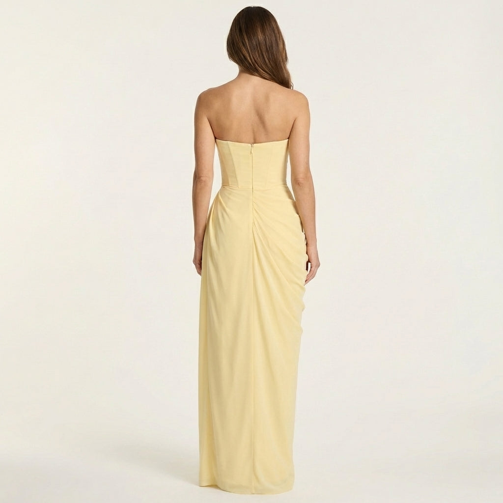 Lala | Strapless Draped Chiffon Dress