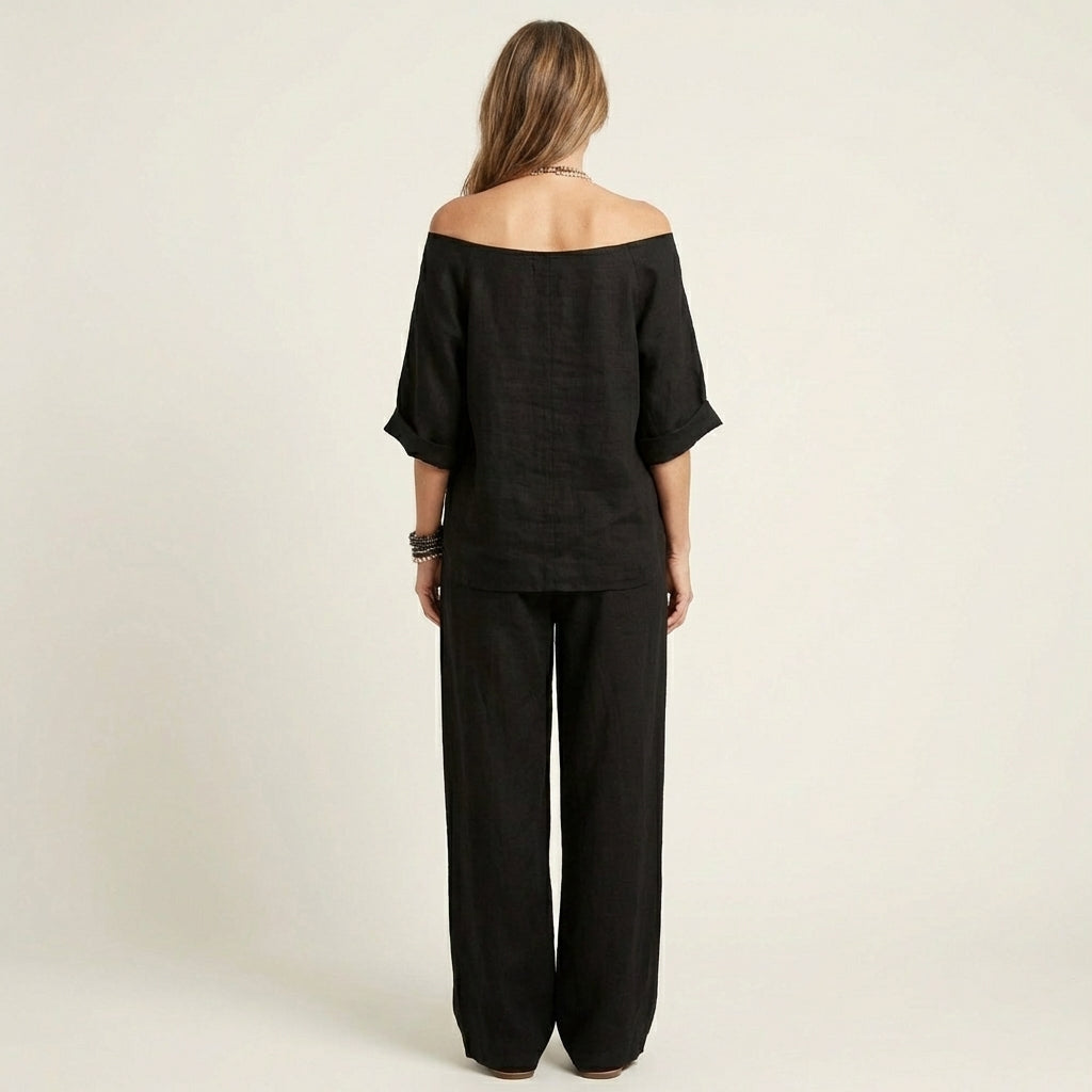 Jiana | Off-Shoulder Top & Wide-Leg Pants Set