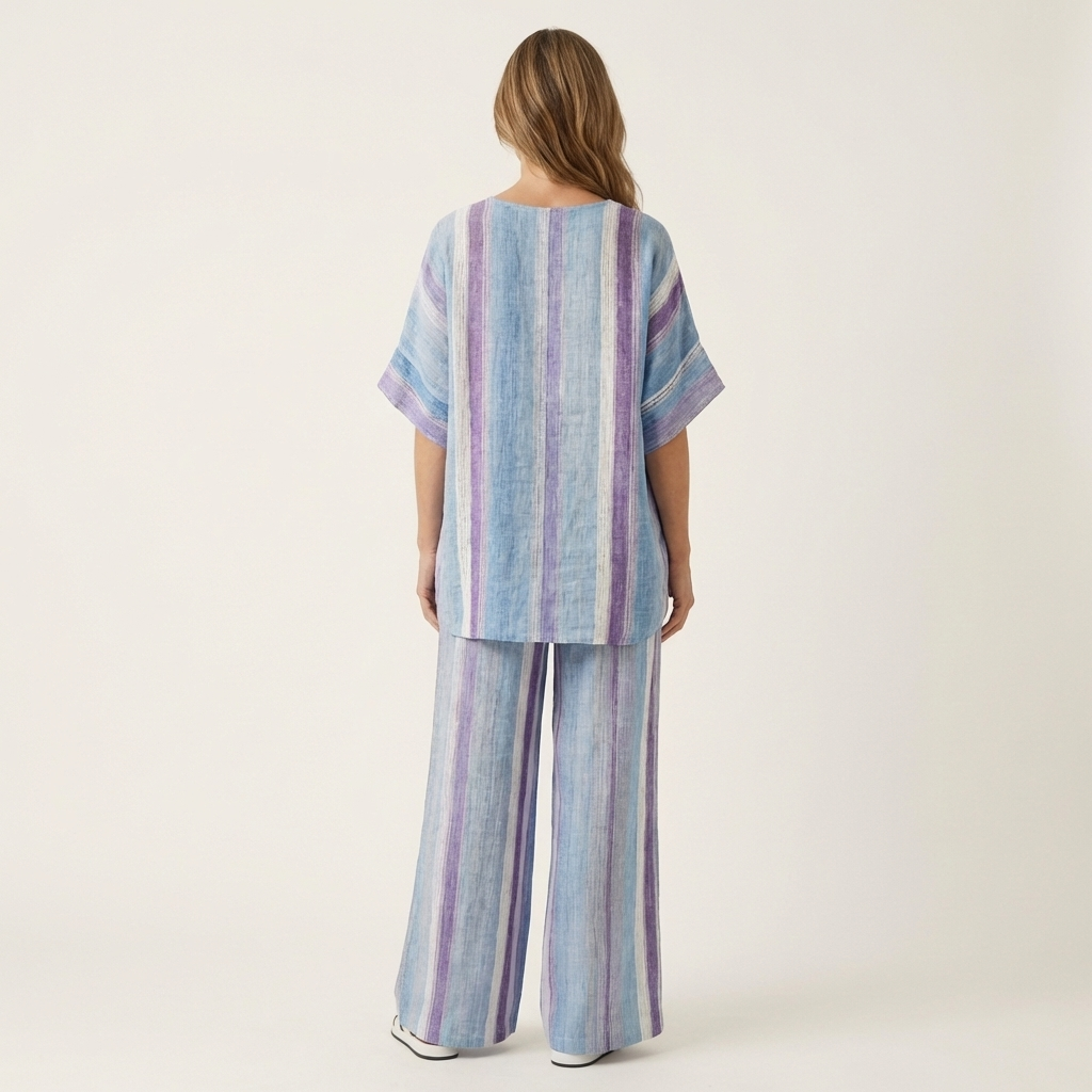 Laurell | Watercolor Stripe Linen Set