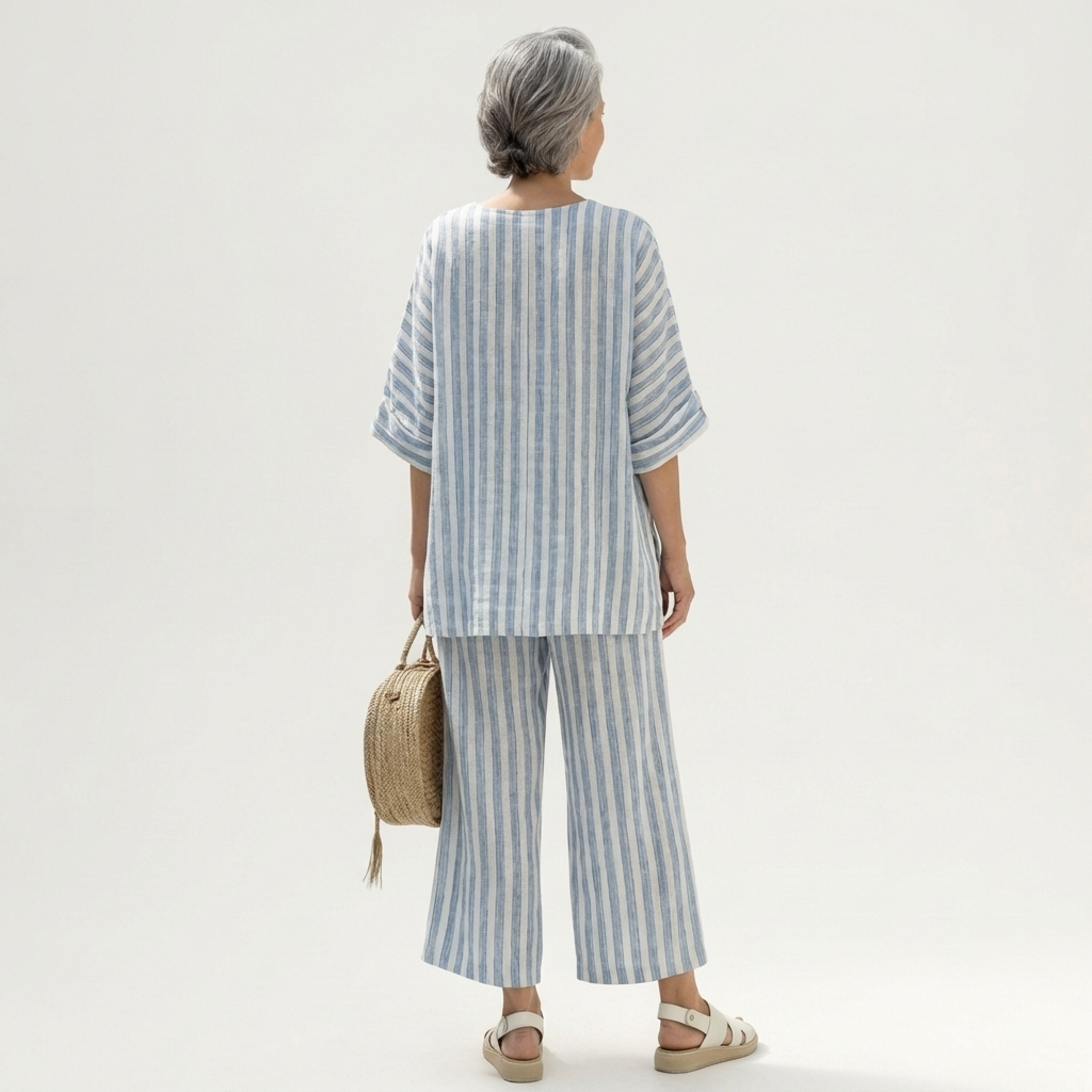 Jezebella | Classic Blue & White Stripe Linen Set