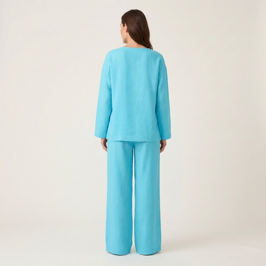 Lediona | Oversized Linen Sweatshirt & Wide-Leg Set