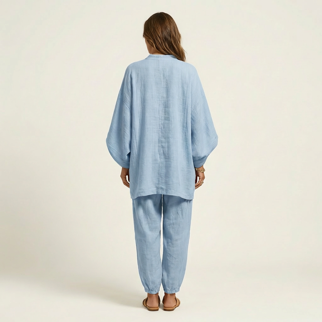 Katy | V-Neck Batwing Top & Tapered Wide-Leg Pant Set