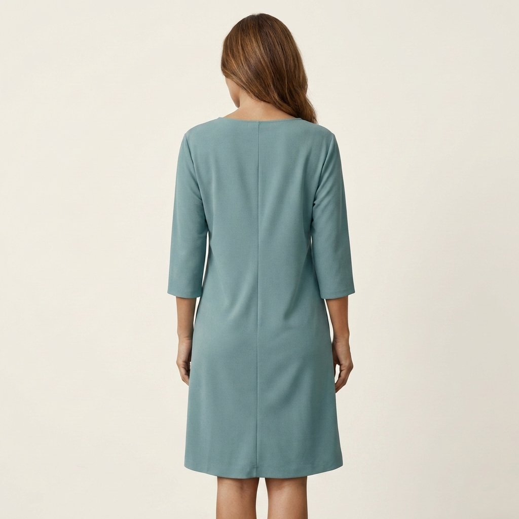 Milayna | Crew-Neck Three-Quarter Sleeve Shift Dress with Pockets