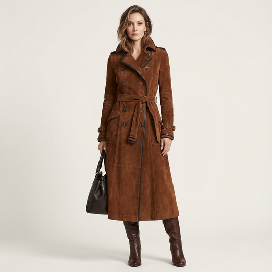 Zoey | Elegant Suede Trench Coat