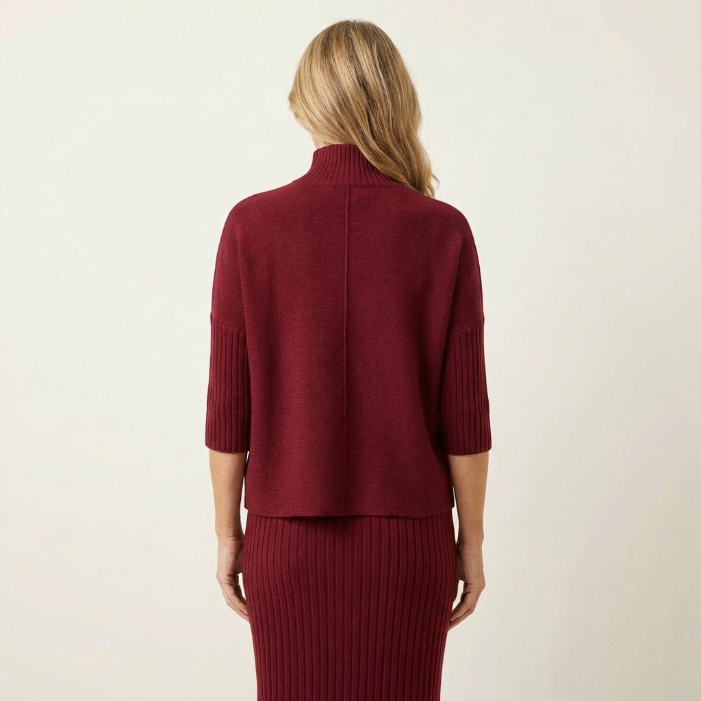 Debra | Ribbed Knit Top & Midi Skirt Set