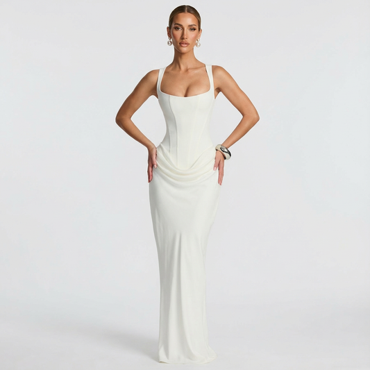 Jane | Square-Neck Satin Maxi Dress