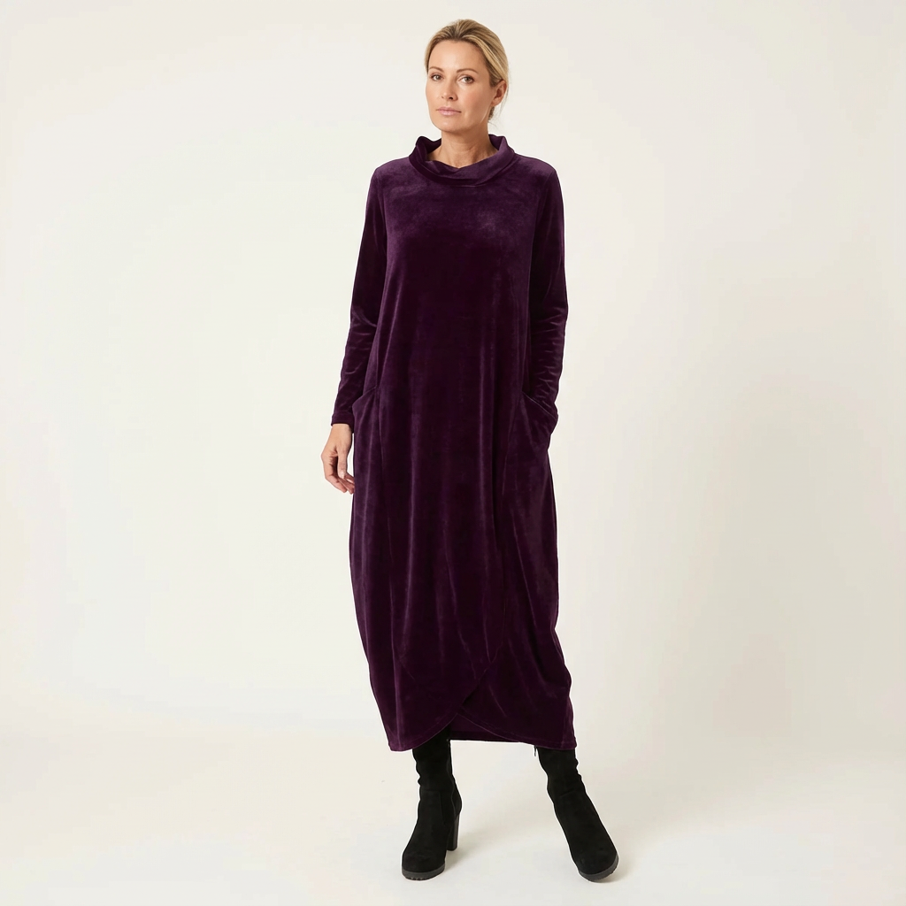 Arianna | Elegant Winter Velour Maxi Dress