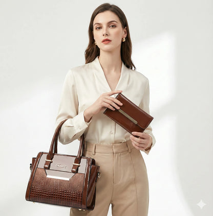 Bag and Wallet Kit in Leather - Croc