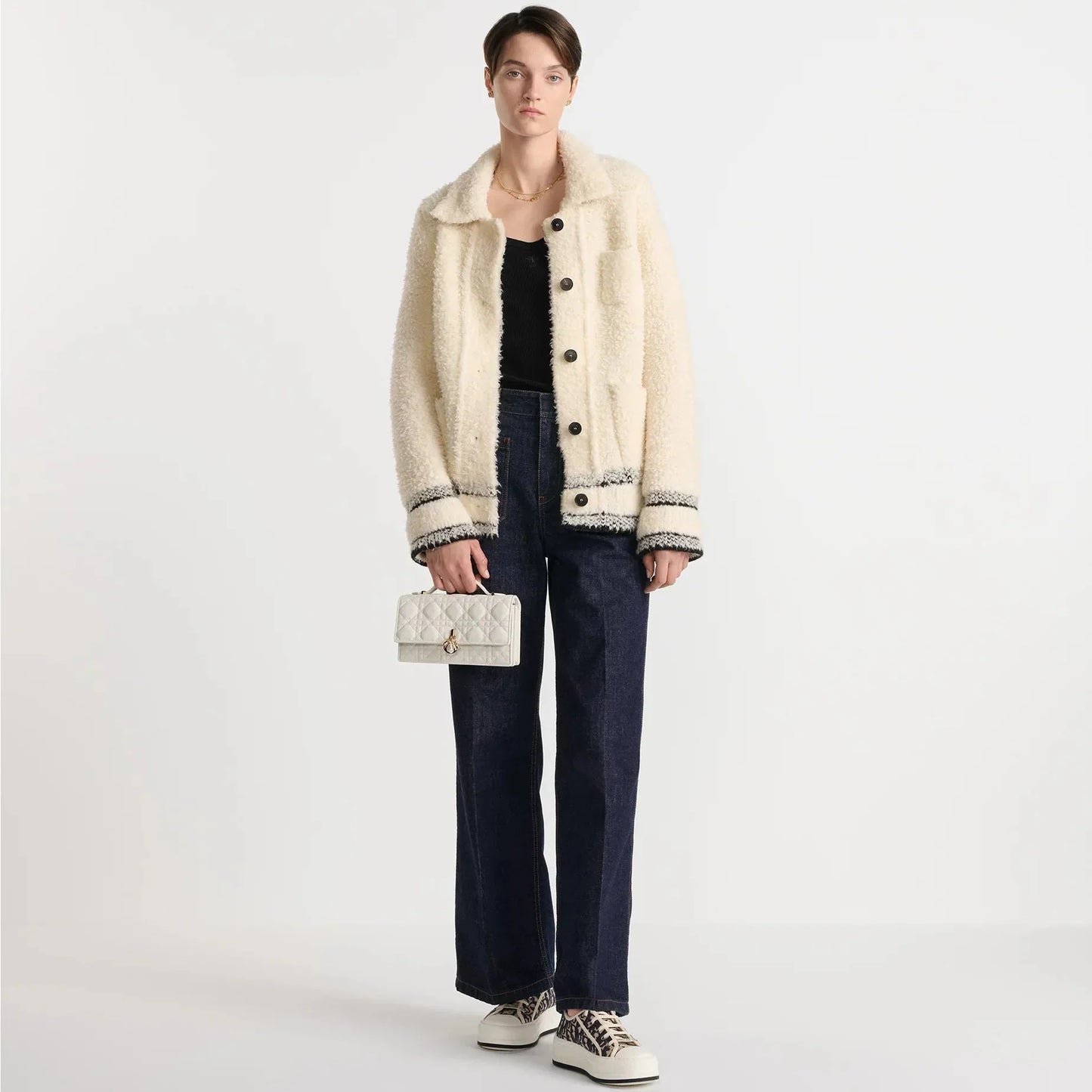 Dior My Dior Cannage Lambskin Top Handle Bag - White