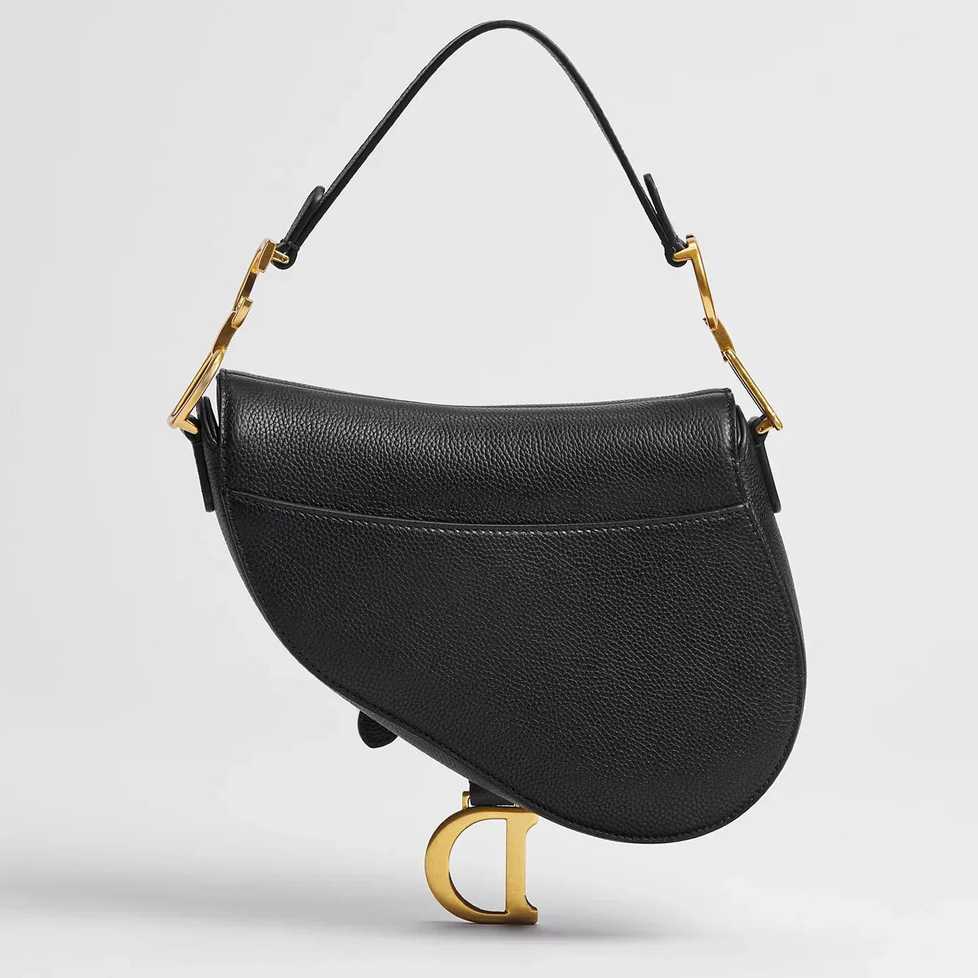 Dior Grained Calfskin Small Saddle Bag with Strap - Black