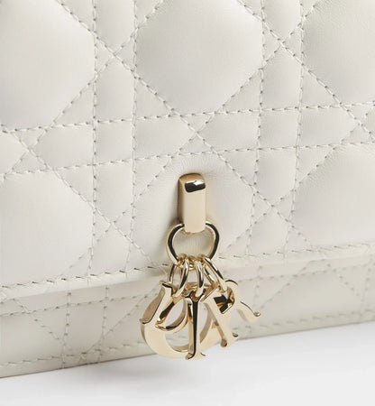 Dior My Dior Cannage Lambskin Top Handle Bag - White