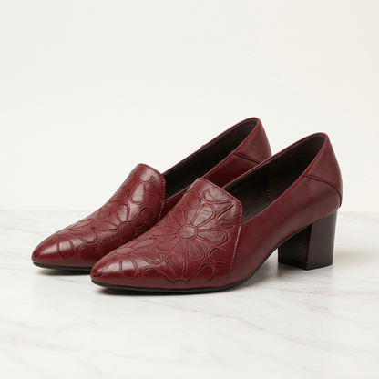Sonya | Soft Leather Embroidered Pumps