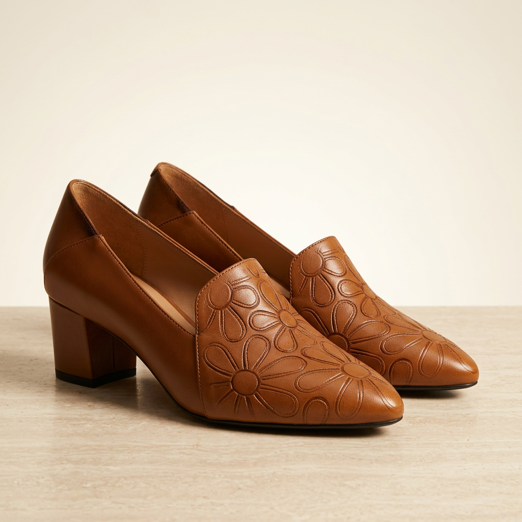 Sonya | Soft Leather Embroidered Pumps
