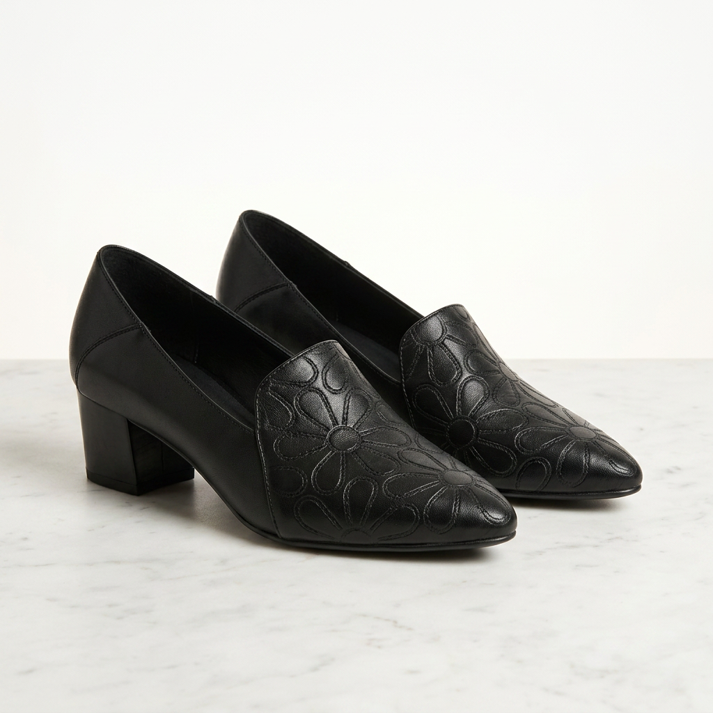 Sonya | Soft Leather Embroidered Pumps