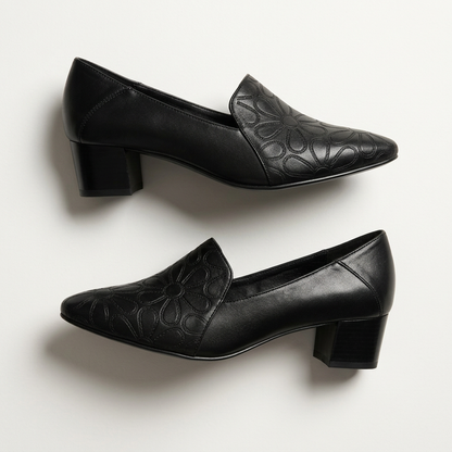 Sonya | Soft Leather Embroidered Pumps