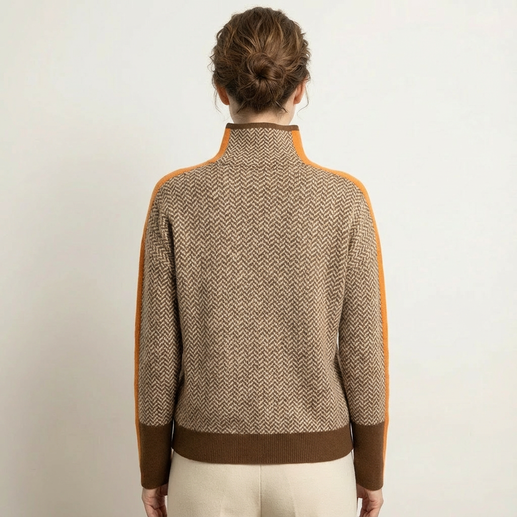 Mariah | High-Neck Contrast Knit Sweater