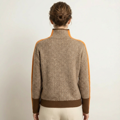Mariah | High-Neck Contrast Knit Sweater