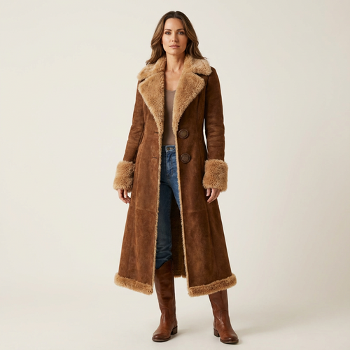 Celina | Vintage-Inspired Faux Fur Suede Coat