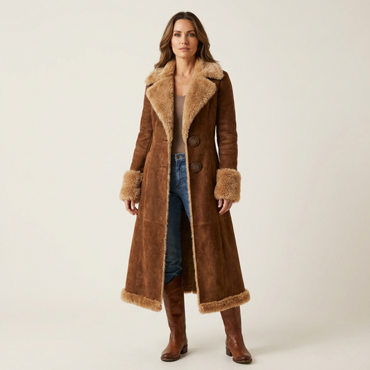 Celina | Vintage-Inspired Faux Fur Suede Coat