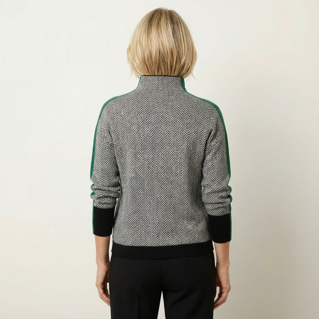 Mariah | High-Neck Contrast Knit Sweater
