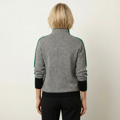 Mariah | High-Neck Contrast Knit Sweater