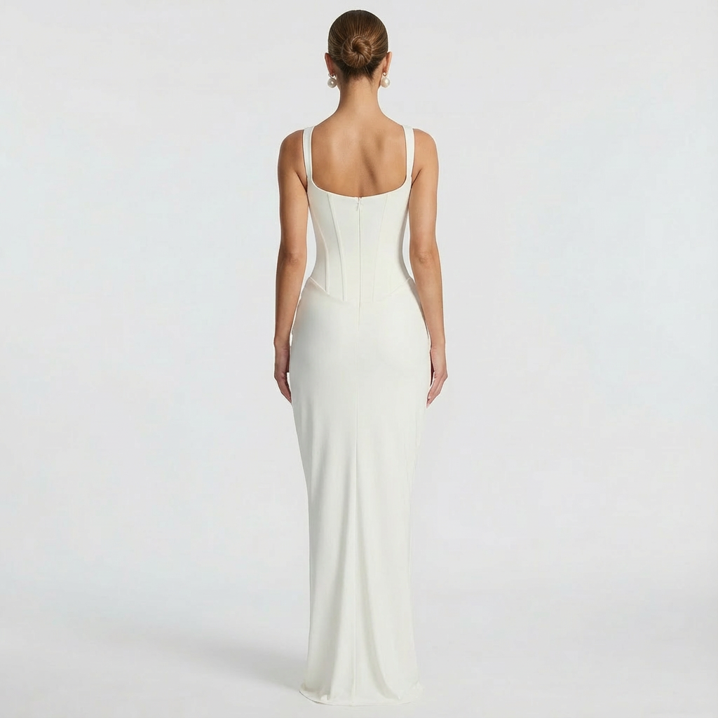 Jane | Square-Neck Satin Maxi Dress