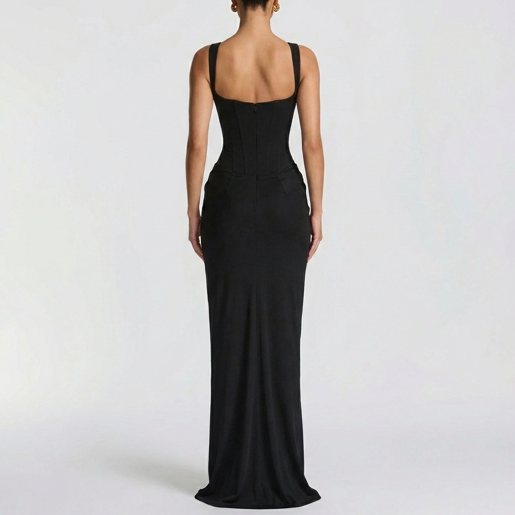 Jane | Square-Neck Satin Maxi Dress