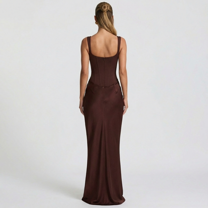 Jane | Square-Neck Satin Maxi Dress