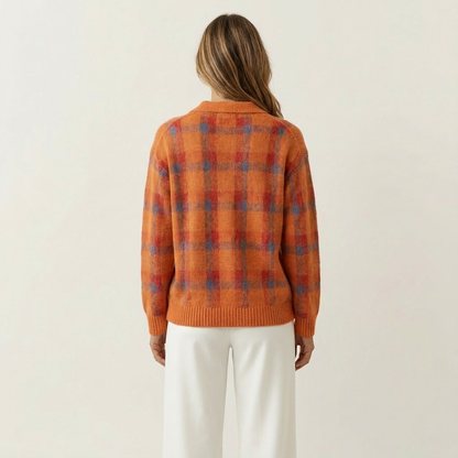 Luana | Soft Modern Check Knit Cardigan