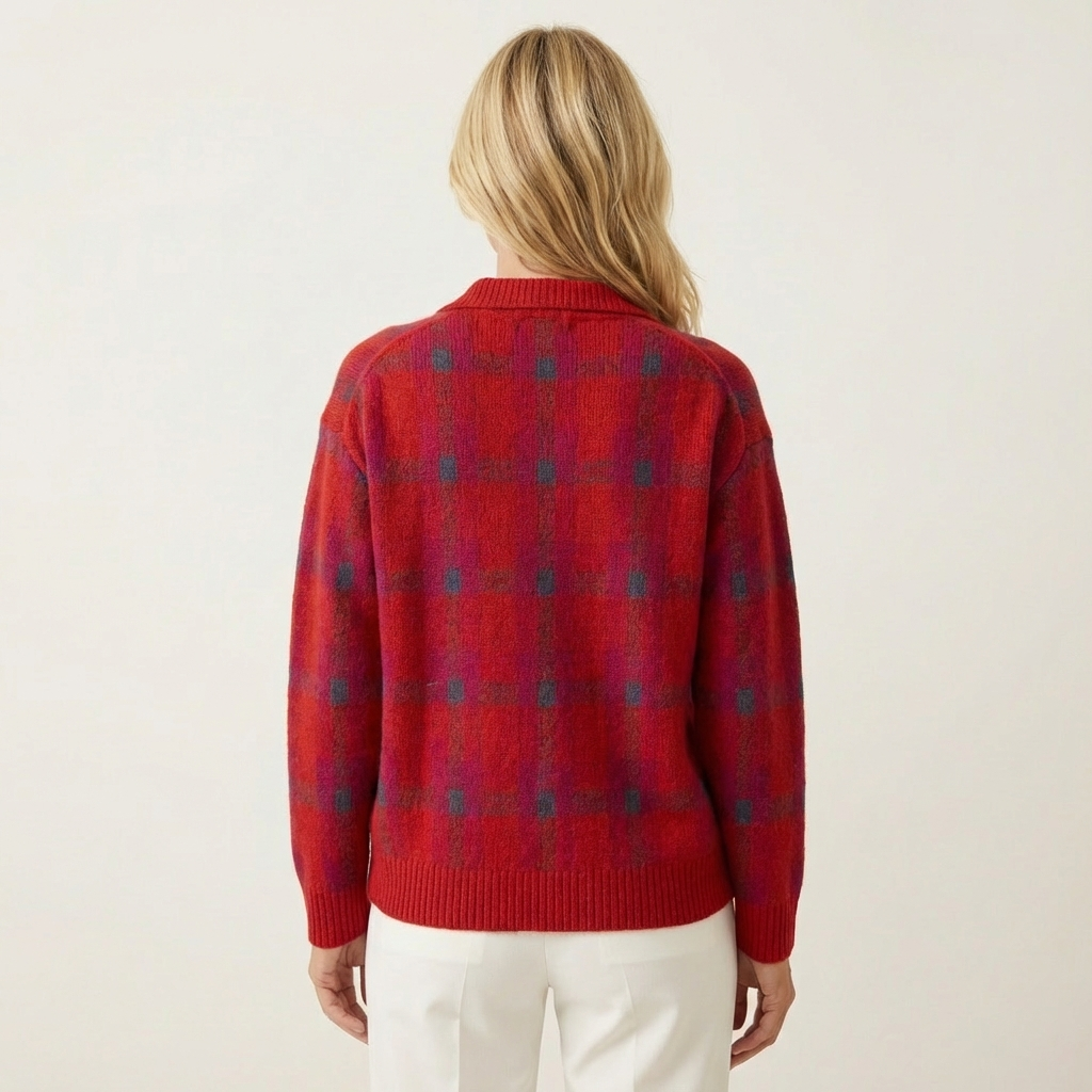 Luana | Soft Modern Check Knit Cardigan