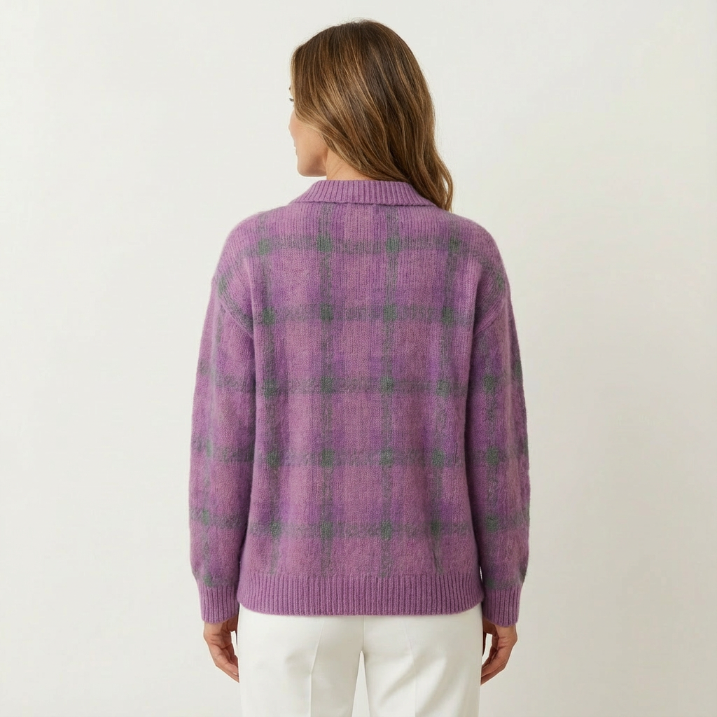 Luana | Soft Modern Check Knit Cardigan