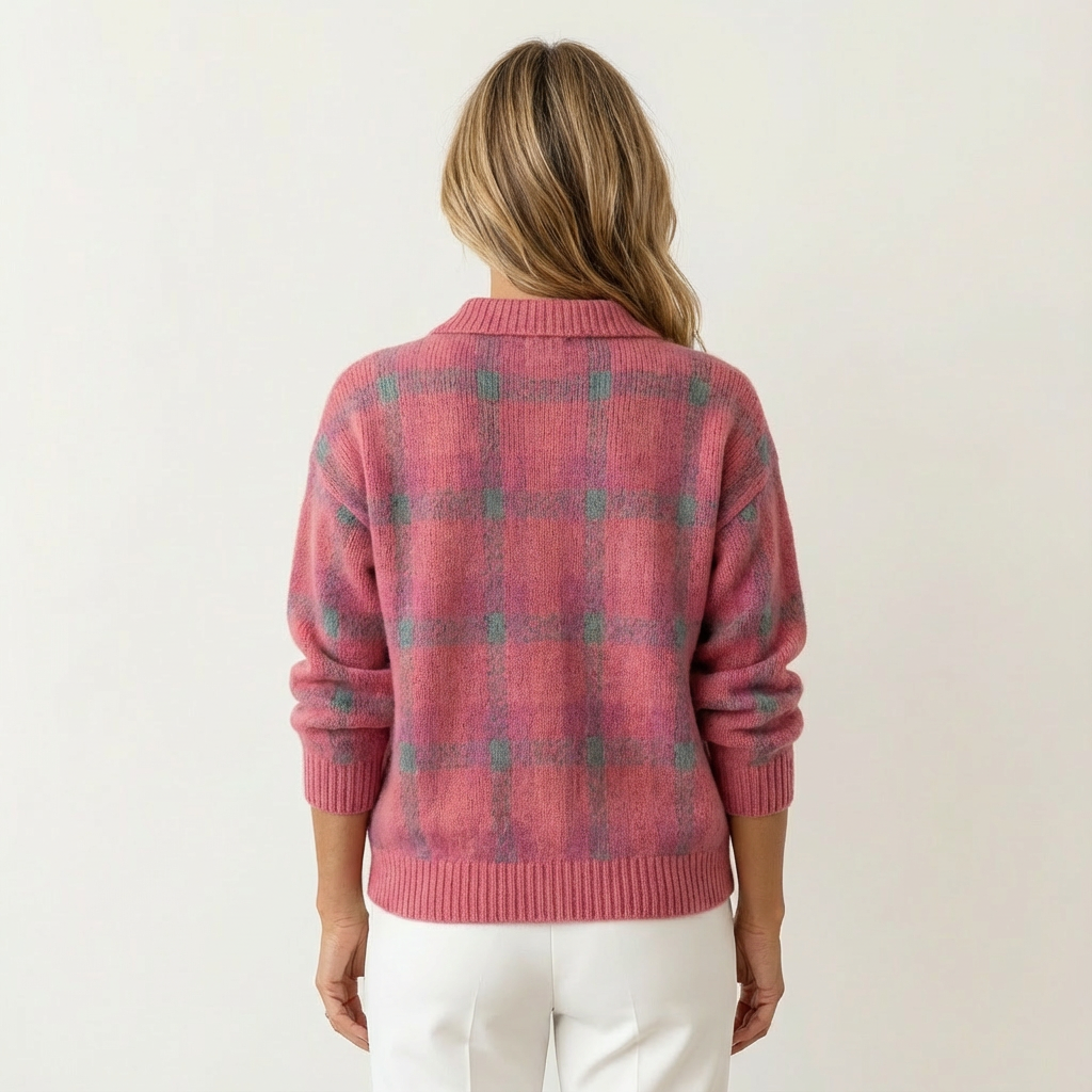Luana | Soft Modern Check Knit Cardigan