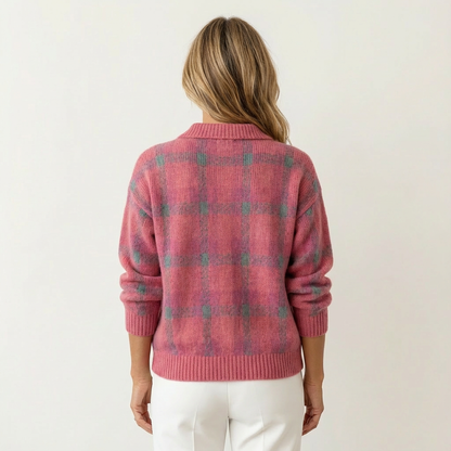 Luana | Soft Modern Check Knit Cardigan