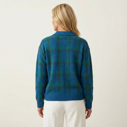 Luana | Soft Modern Check Knit Cardigan