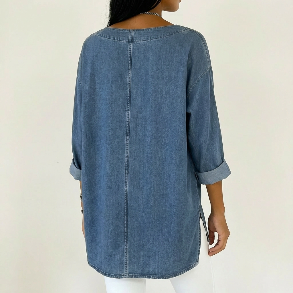 Kathrina | Timeless Washed-Denim Cotton Top