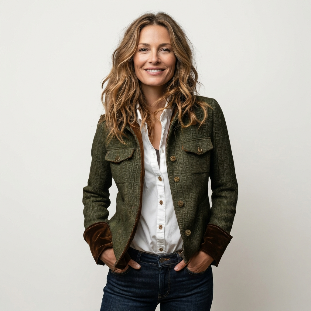 Claire | Structured Jacket with Velvet Detailing