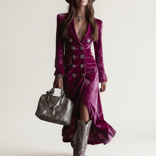 Megan | Long Velvet Blazer Dress