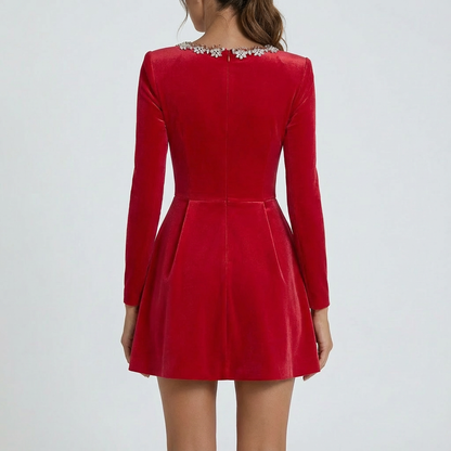 Veronica | Embellished Velvet Mini Dress